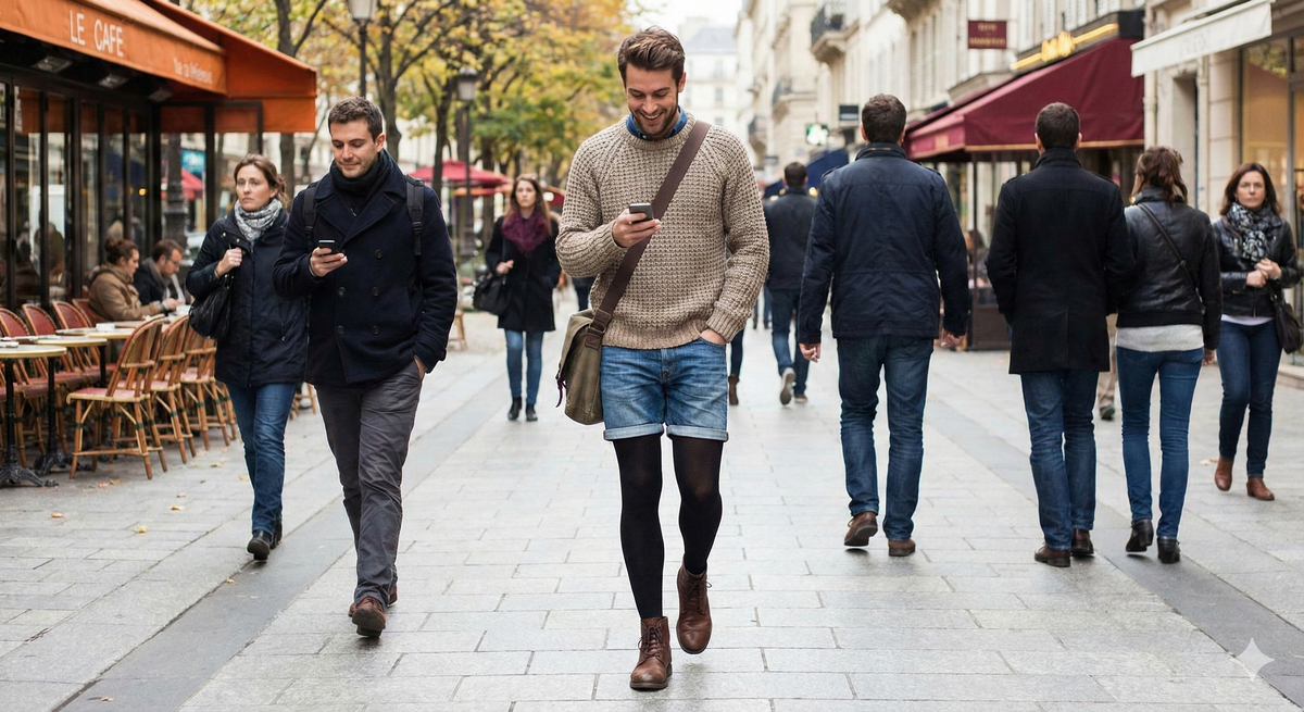 Ich traue mich (nicht), Strumpfhosen in der Öffentlichkeit sichtbar zu tragen.